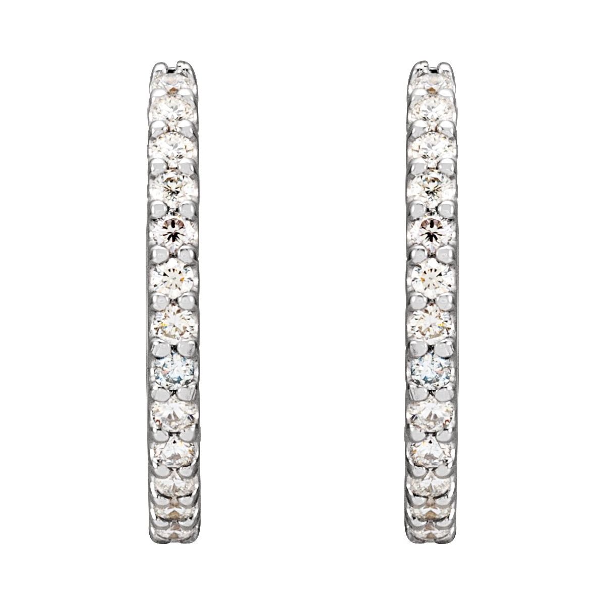 1/2 CTW Natural Diamond 16 mm Hoop Earrings in 14k white gold