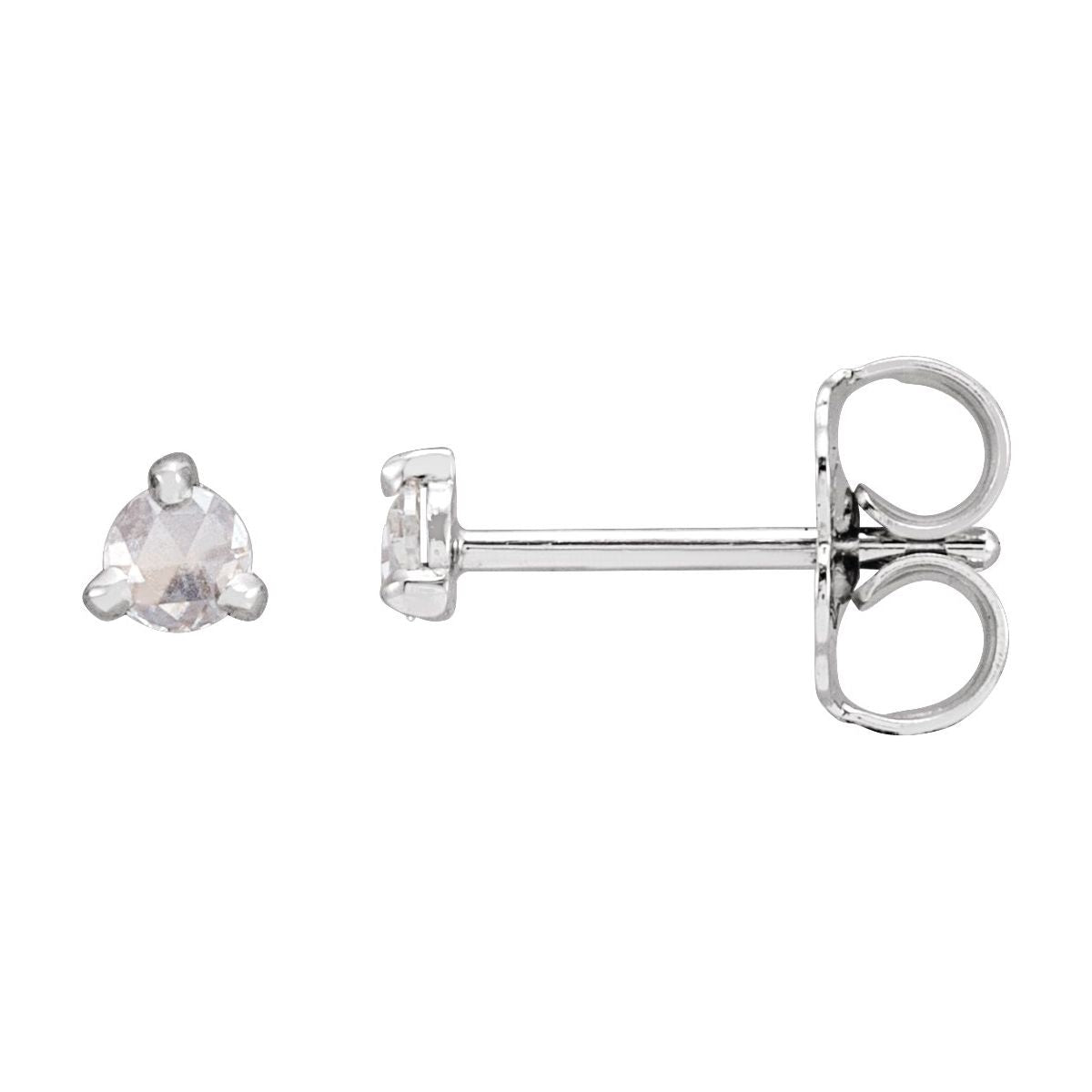 .08 CTW Rose-Cut Natural Diamond Stud Earrings in 14k white gold