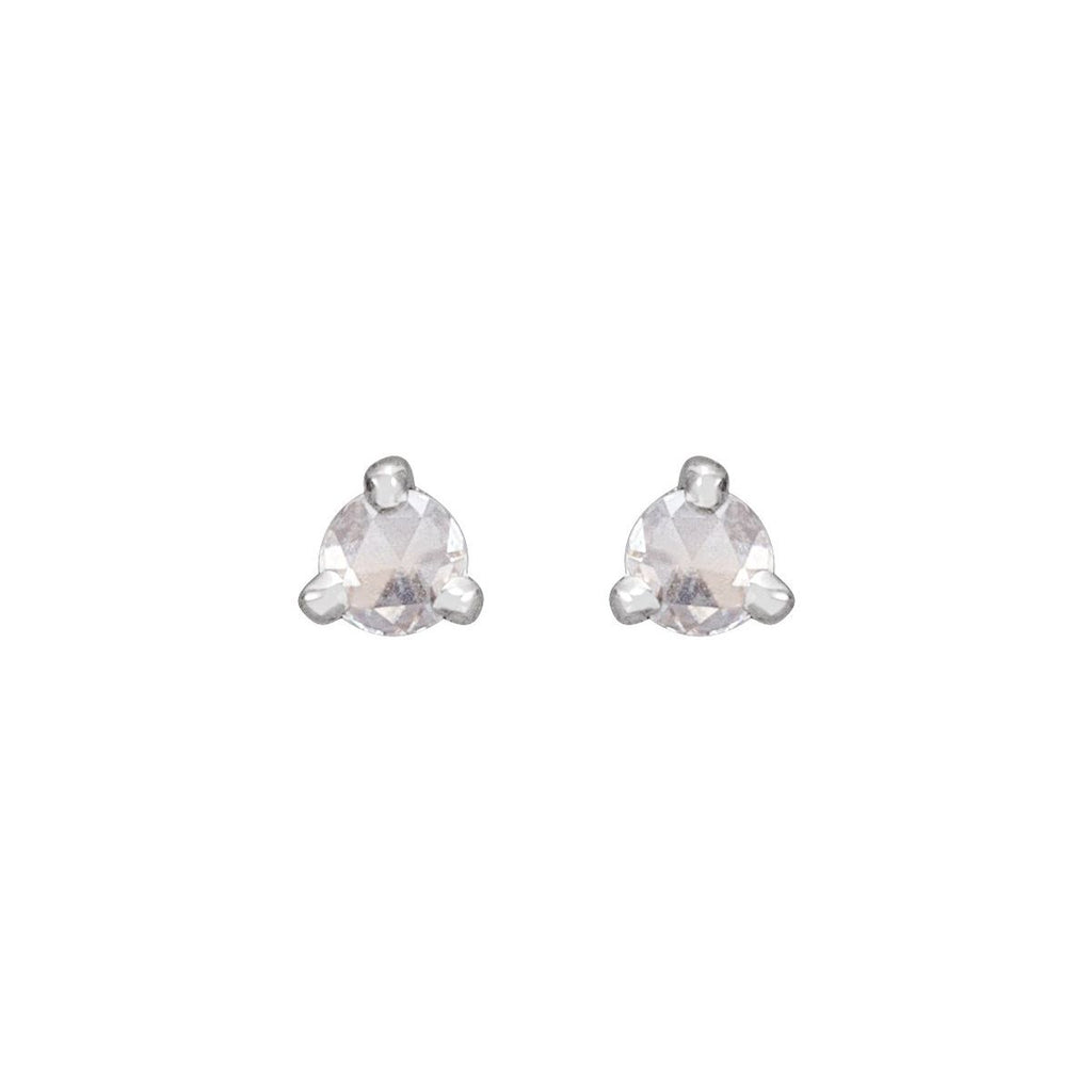 .08 CTW Rose-Cut Natural Diamond Stud Earrings in 14k white gold