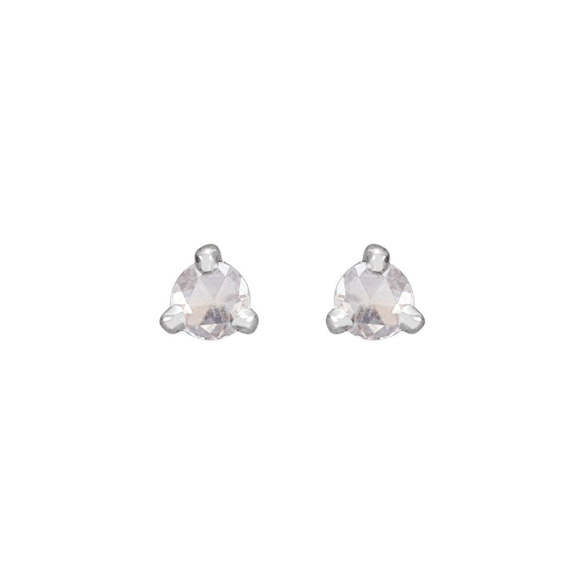 .08 CTW Rose-Cut Natural Diamond Stud Earrings in 14k white gold