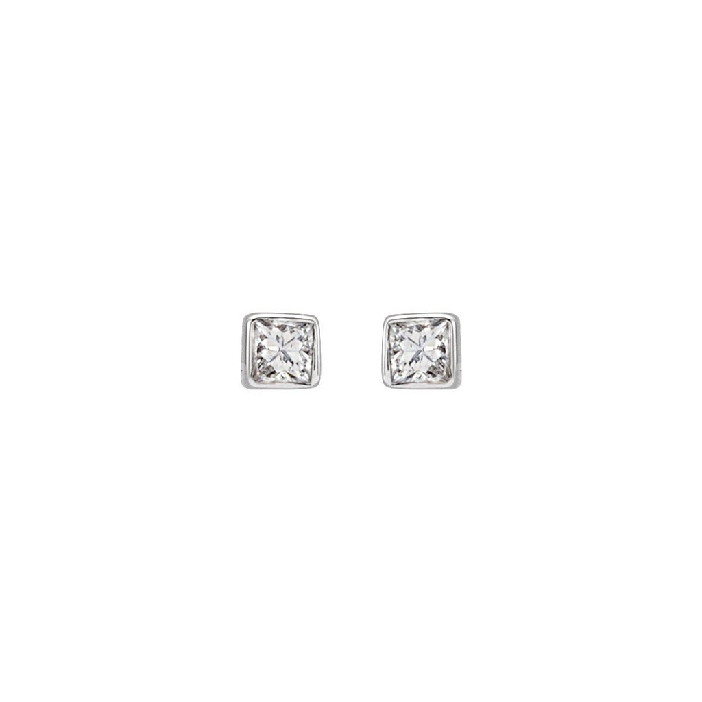 .05 CTW Natural Diamond Bezel-Set Earrings in 14k white gold