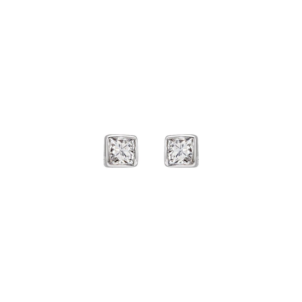 .05 CTW Natural Diamond Bezel-Set Earrings in 14k white gold