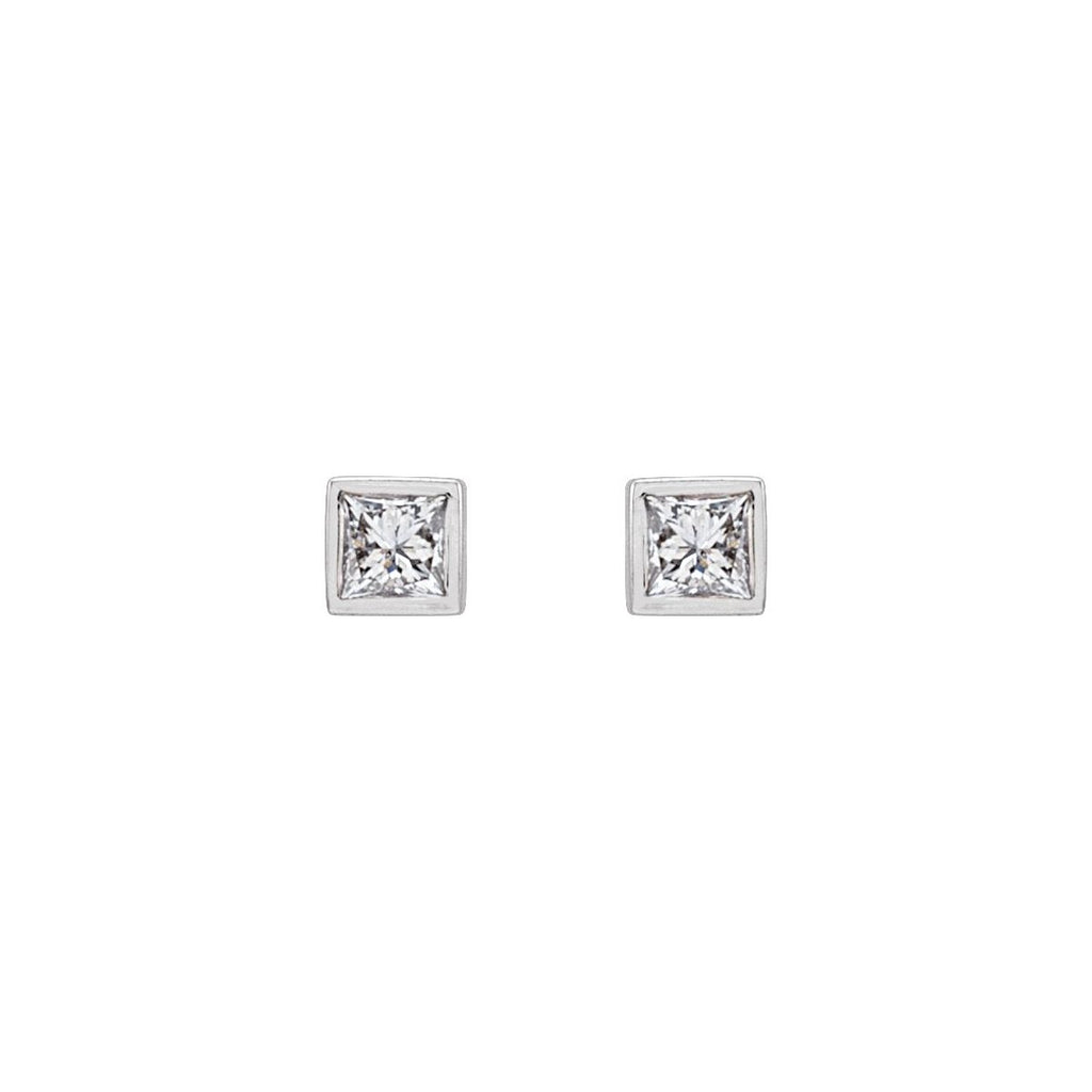 .07 CTW Natural Diamond Bezel-Set Earrings in 14k white gold
