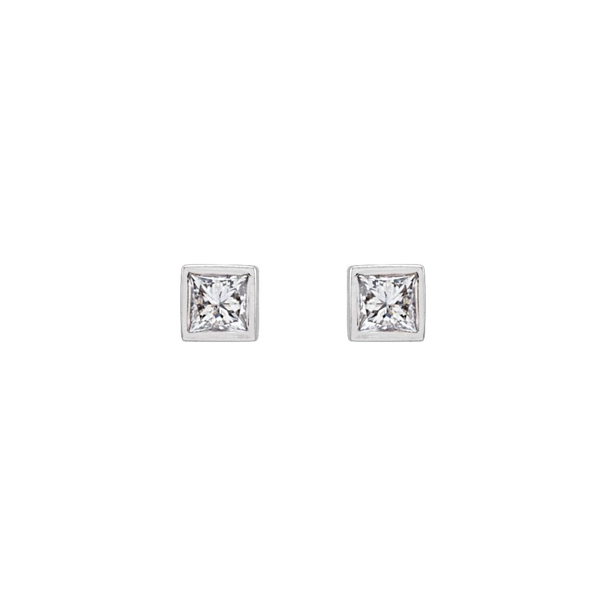 .07 CTW Natural Diamond Bezel-Set Earrings in 14k white gold