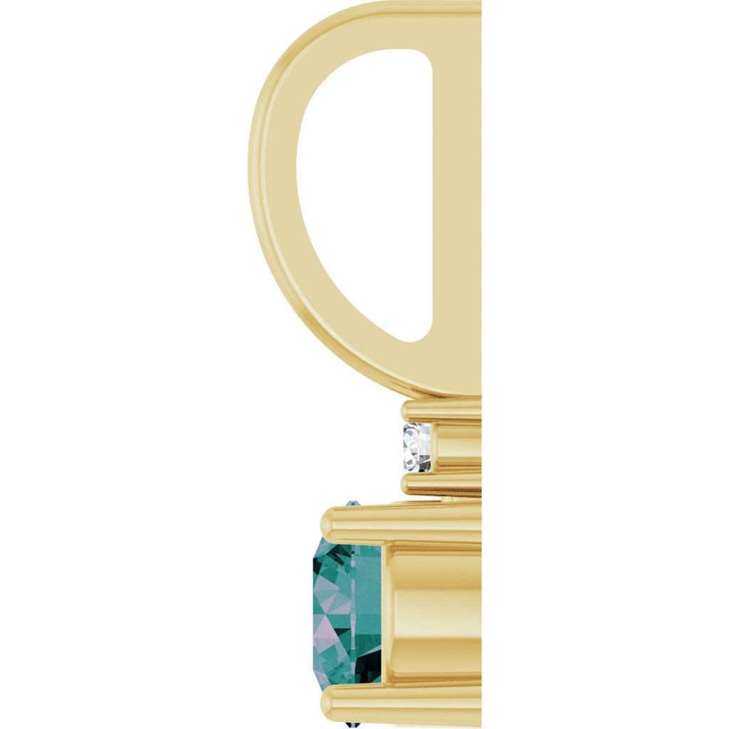 Natural Alexandrite & .015 CT Natural Diamond Charm/Pendant in 14k yellow gold