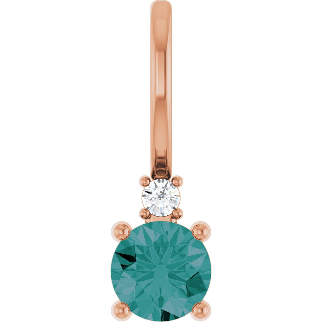 Natural Alexandrite & .015 CT Natural Diamond Charm/Pendant in 14k rose gold