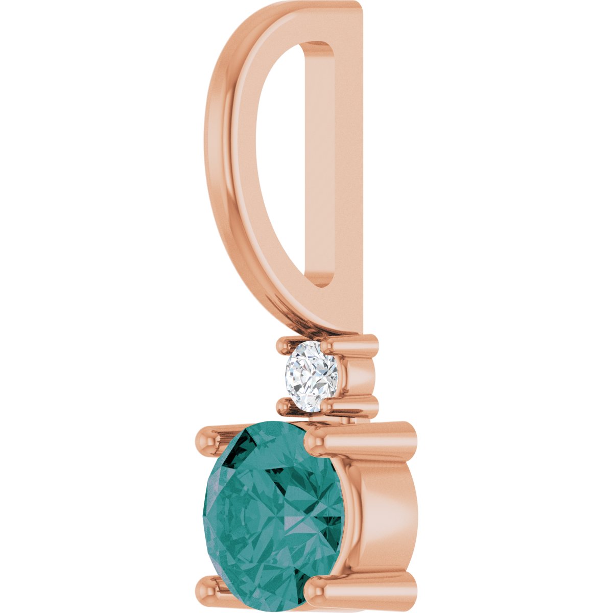 Natural Alexandrite & .015 CT Natural Diamond Charm/Pendant in 14k rose gold