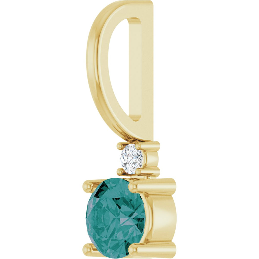 Natural Alexandrite & .015 CT Natural Diamond Charm/Pendant in 14k yellow gold