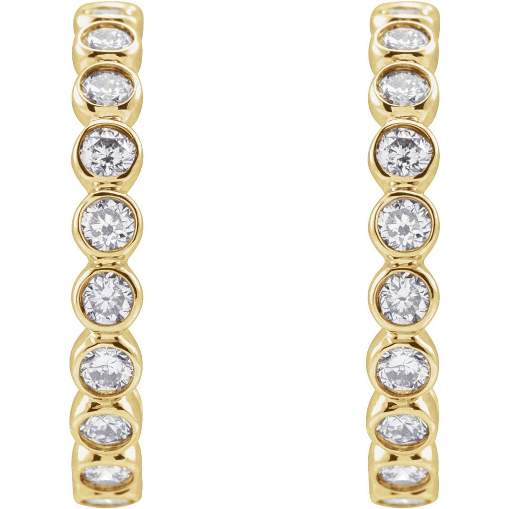 1/3 CTW Natural Diamond 14 mm Hoop Earrings in 14k yellow gold