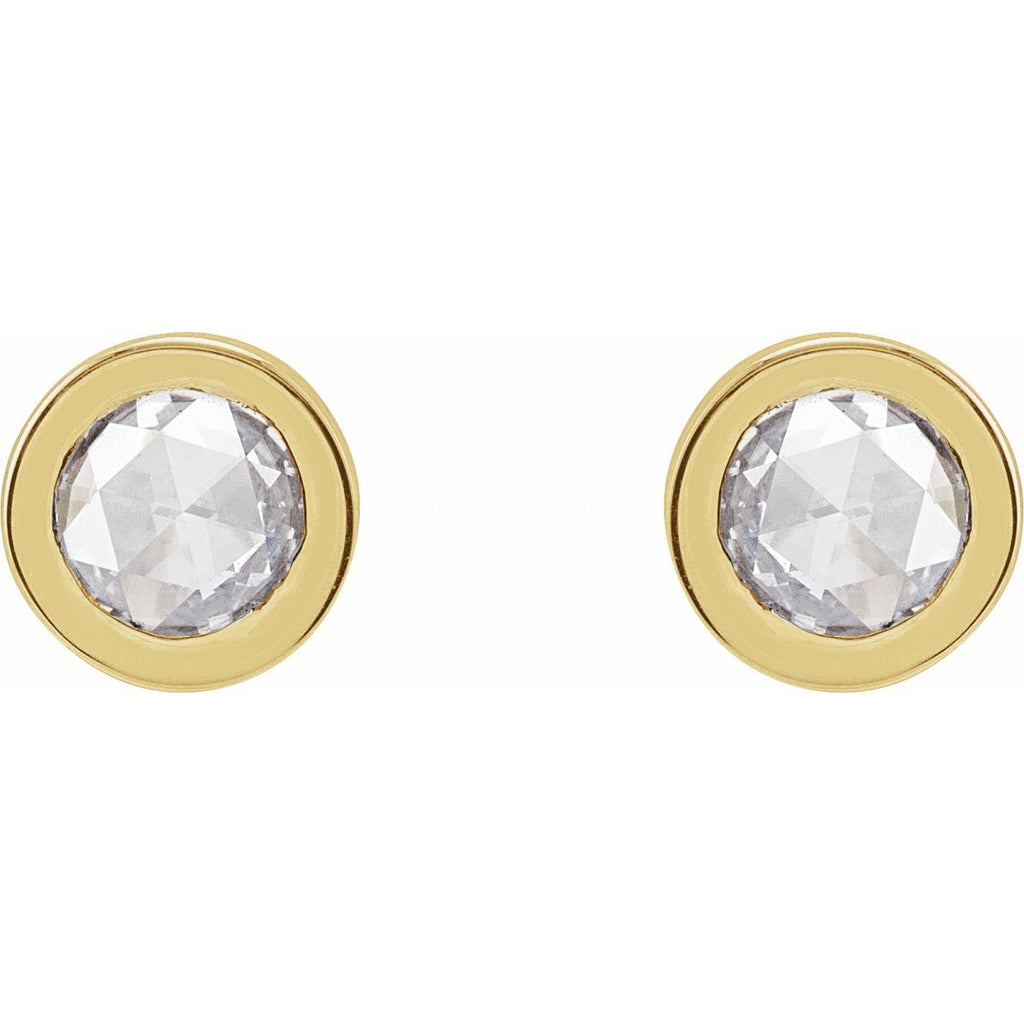 1 1/2 CTW Rose-Cut Natural Diamond Bezel-Set Earrings in 14k yellow gold