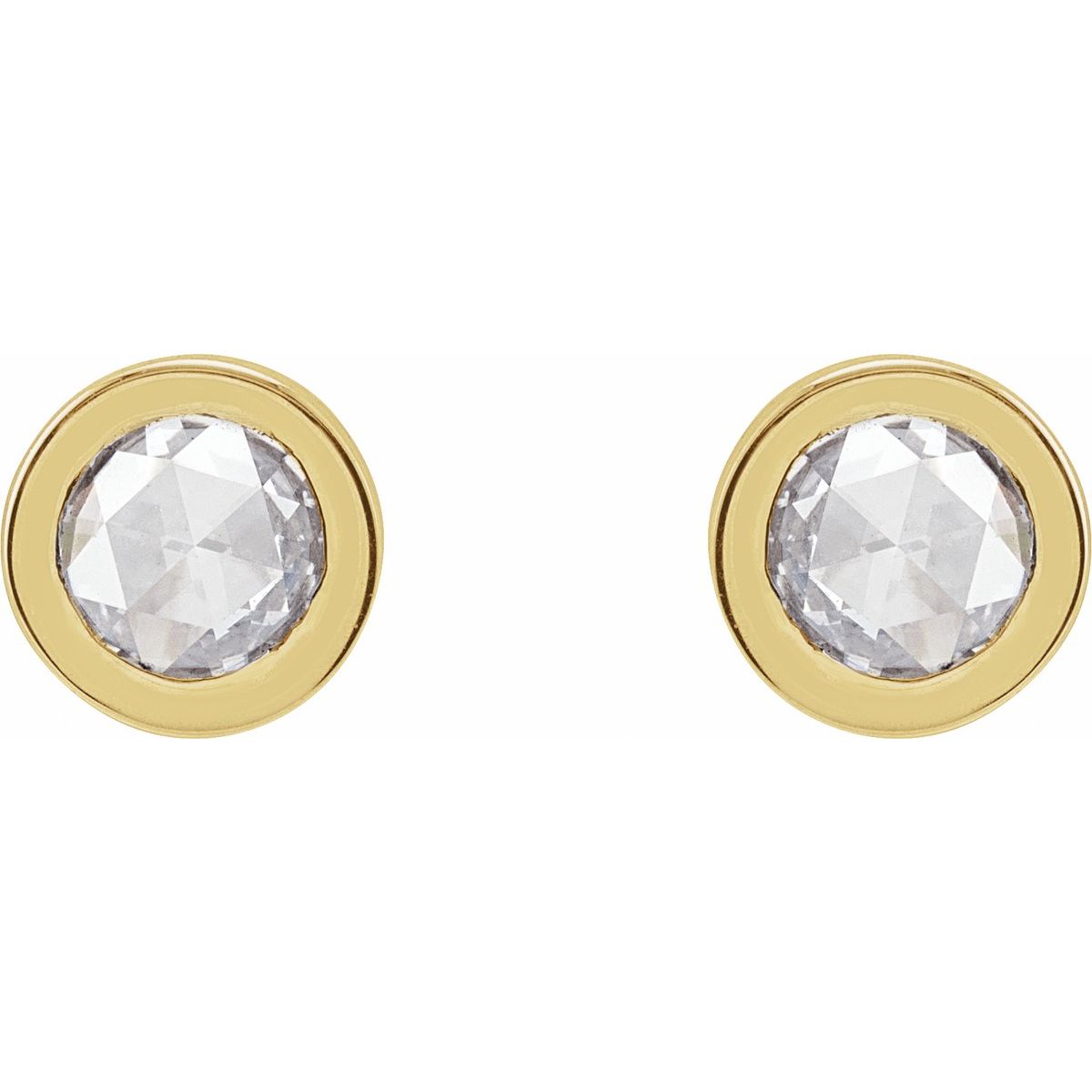 1 1/2 CTW Rose-Cut Natural Diamond Bezel-Set Earrings in 14k yellow gold