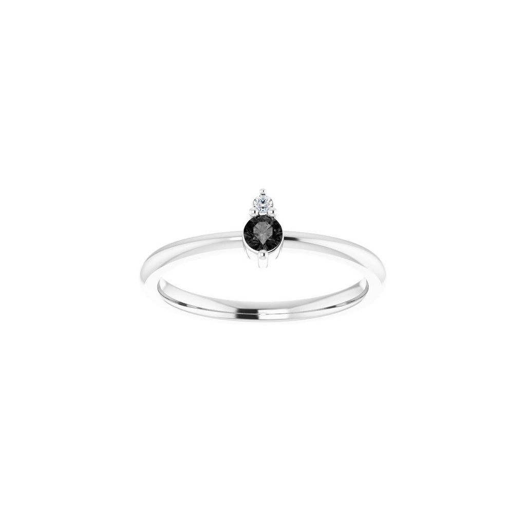 Natural Black Onyx & .015 CT Natural Diamond Ring in 14k white gold
