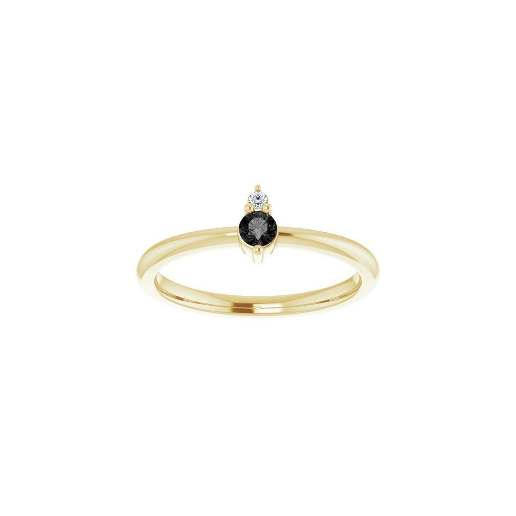 Natural Black Onyx & .015 CT Natural Diamond Ring in 14k yellow gold