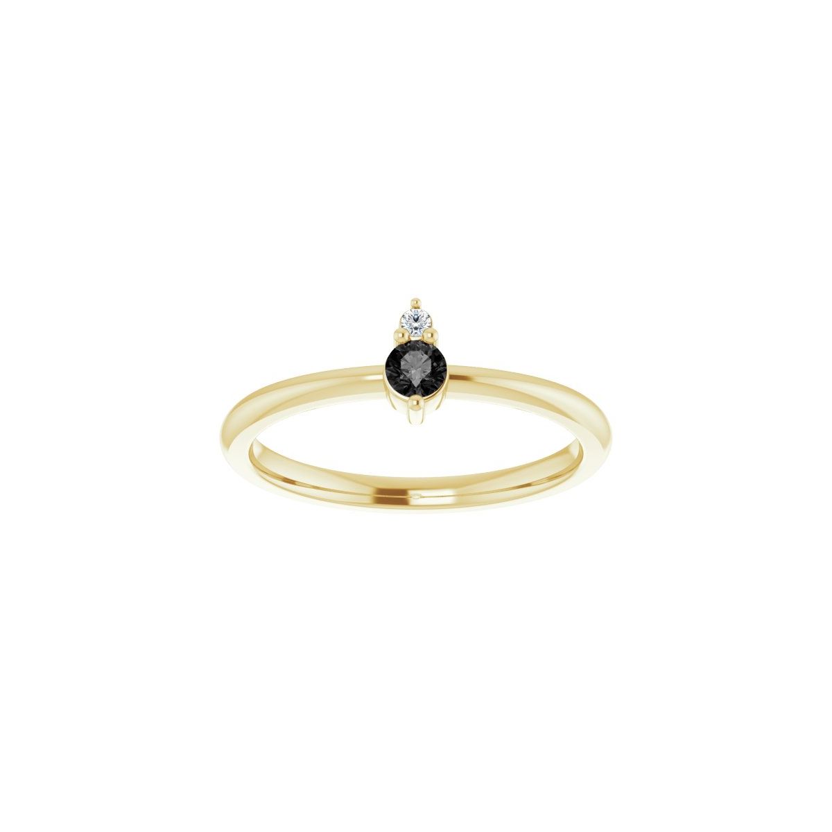 Natural Black Onyx & .015 CT Natural Diamond Ring in 14k yellow gold