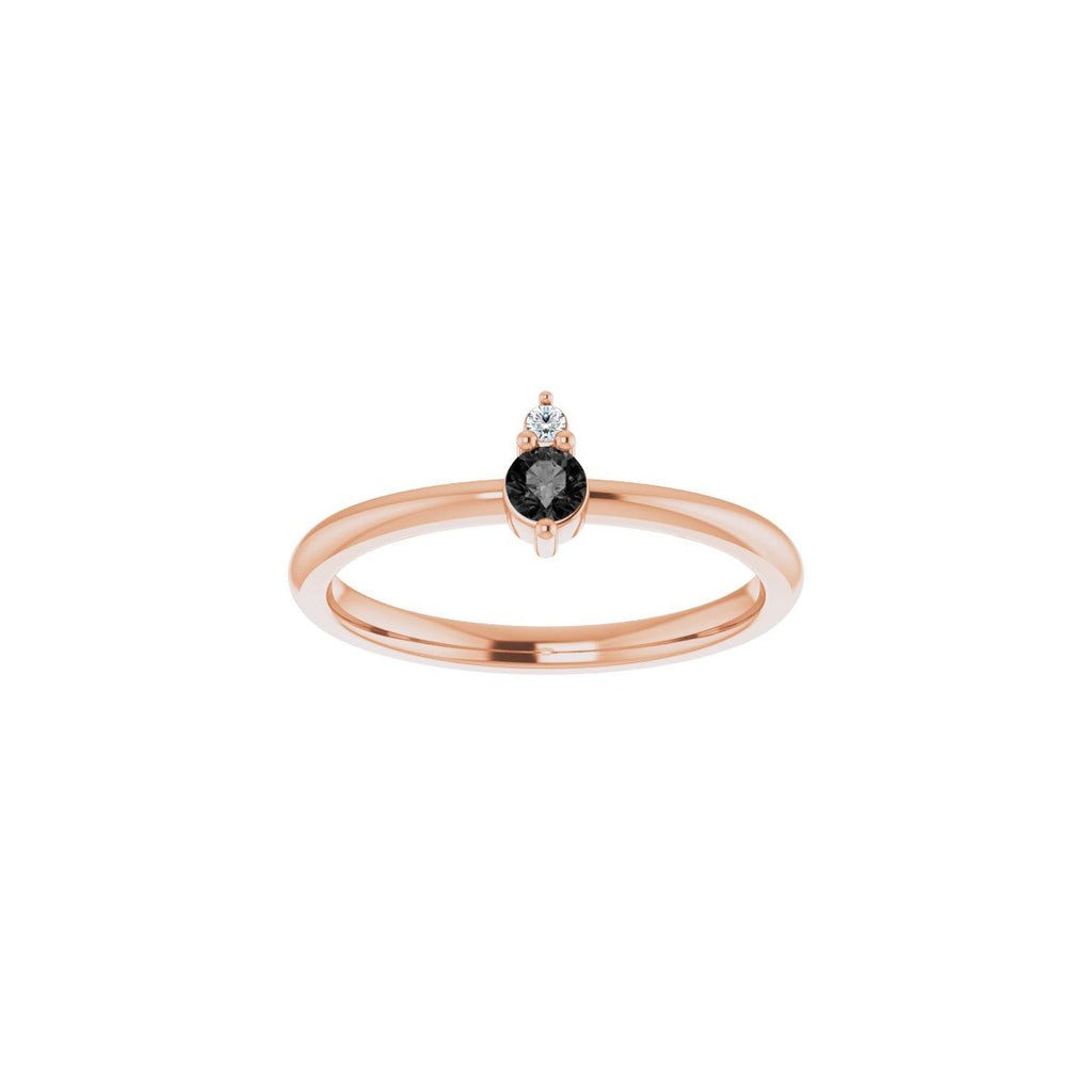 Natural Black Onyx & .015 CT Natural Diamond Ring in 14k rose gold