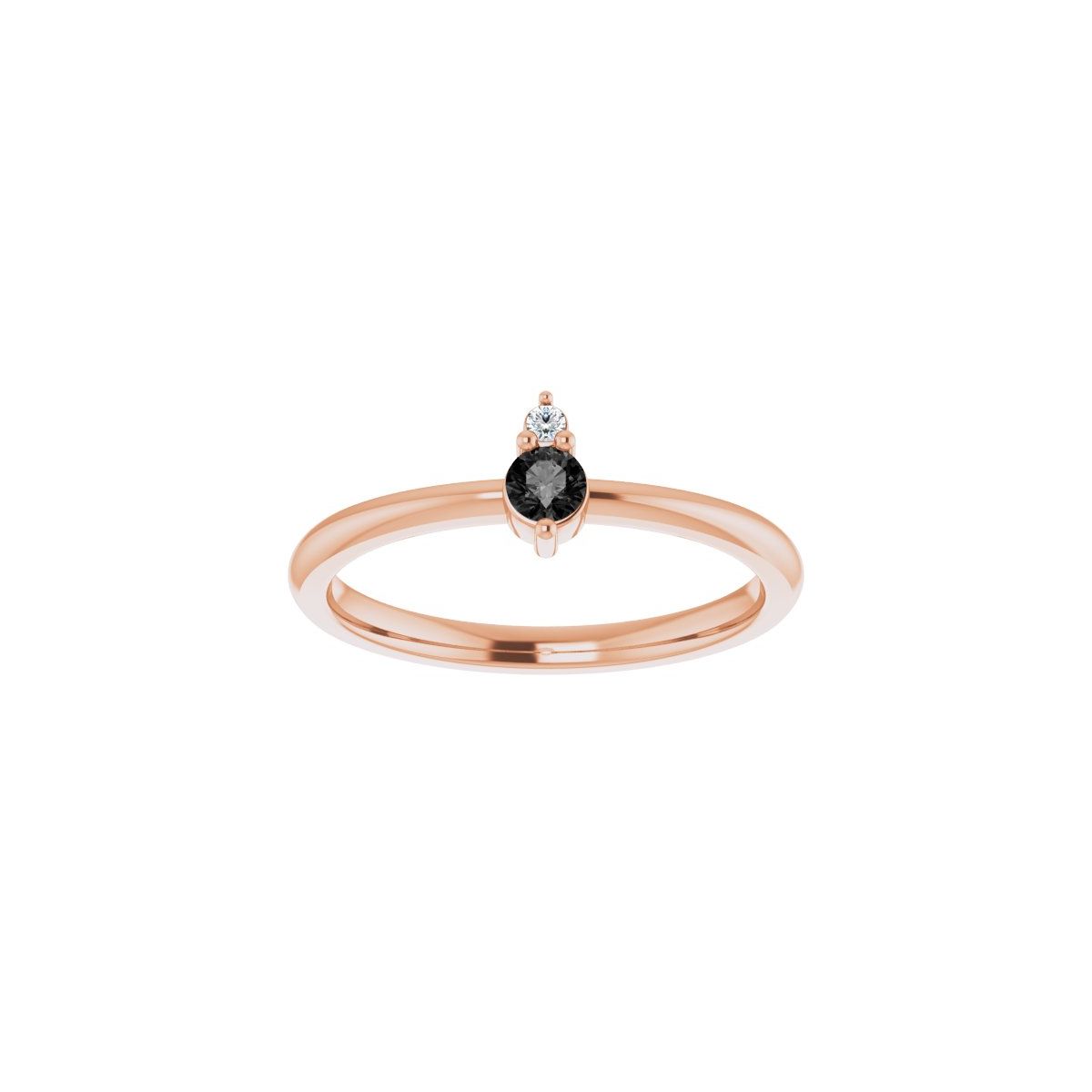 Natural Black Onyx & .015 CT Natural Diamond Ring in 14k rose gold