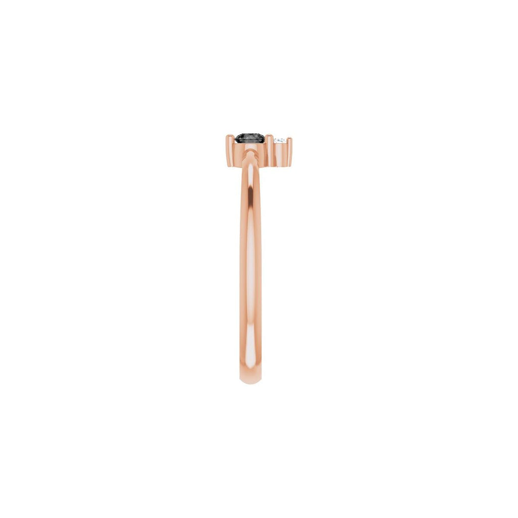 Natural Black Onyx & .015 CT Natural Diamond Ring in 14k rose gold