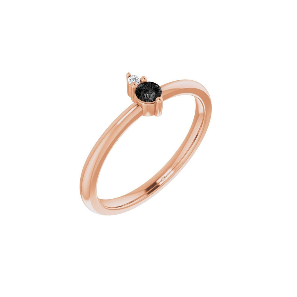 Natural Black Onyx & .015 CT Natural Diamond Ring in 14k rose gold