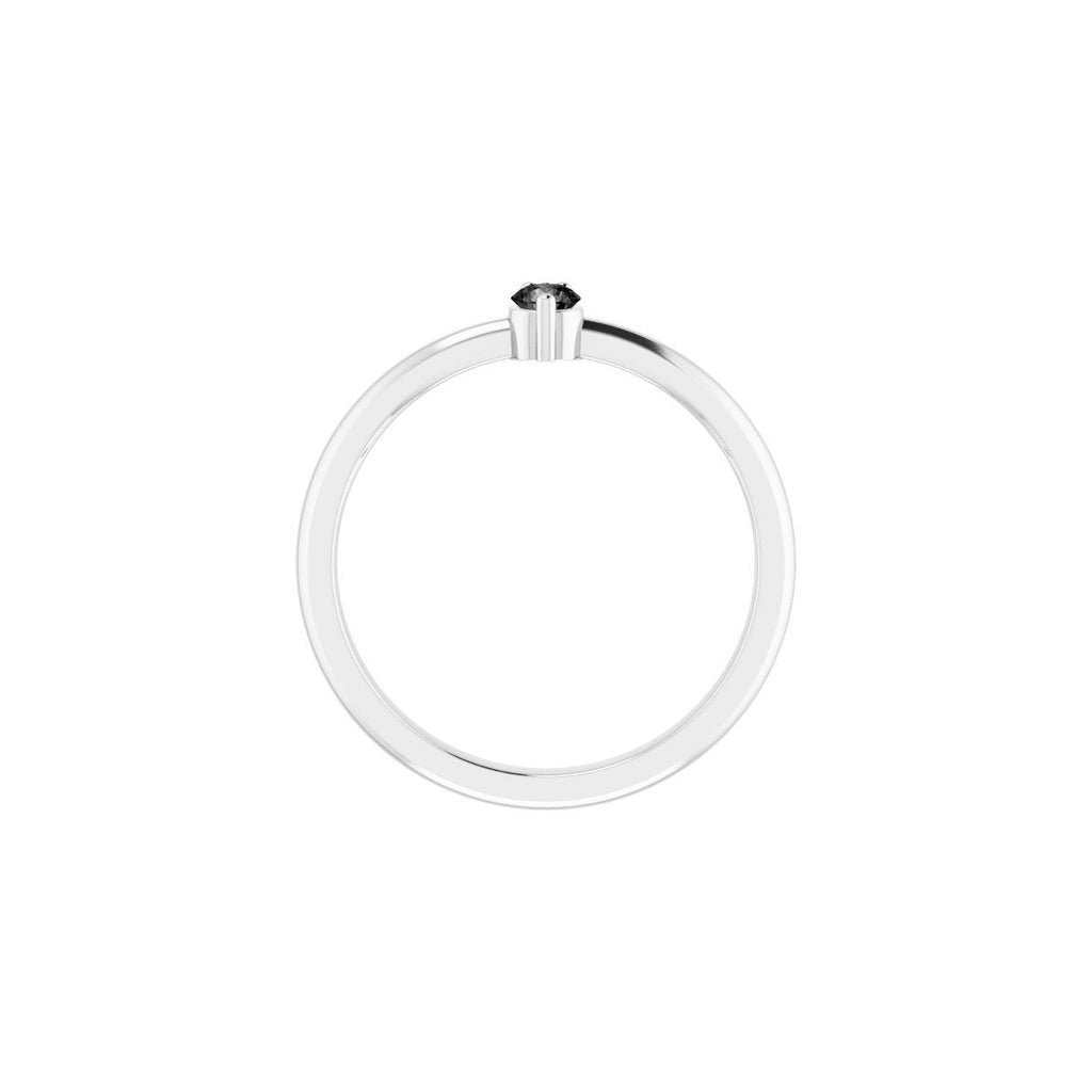 Natural Black Onyx & .015 CT Natural Diamond Ring in 14k white gold