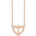 .0025 CT Natural Diamond Heart & Cross Necklace in 14k rose gold