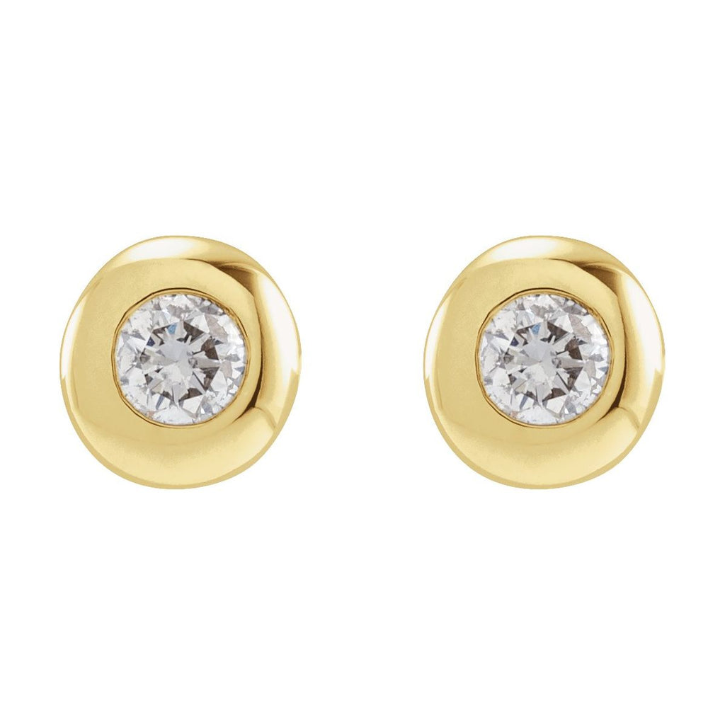 1 CTW Lab-Grown Diamond Domed Bezel-Set Earrings in 14k yellow gold