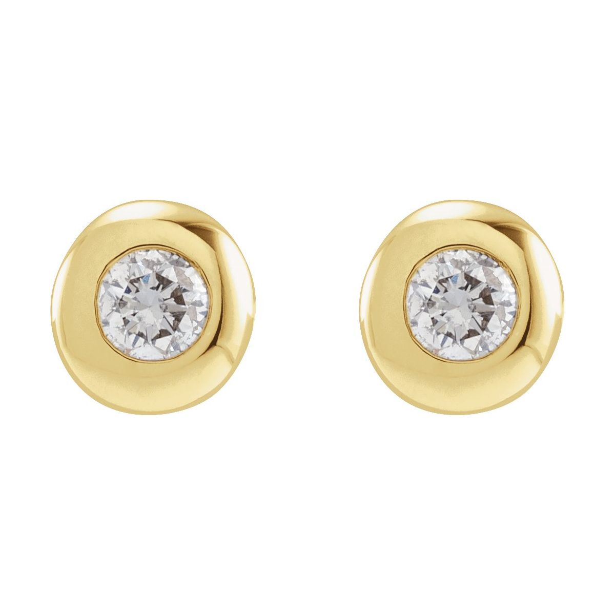 1 CTW Lab-Grown Diamond Domed Bezel-Set Earrings in 14k yellow gold