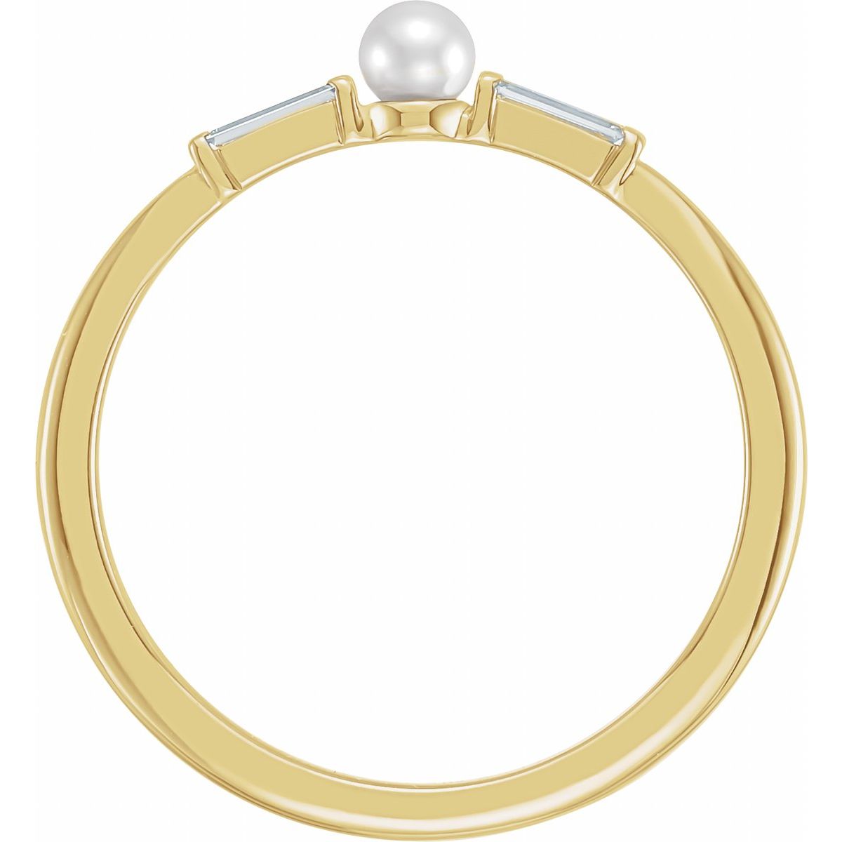 Cultured White Seed Pearl & 1/8 CTW Natural Diamond Ring in 14k yellow gold