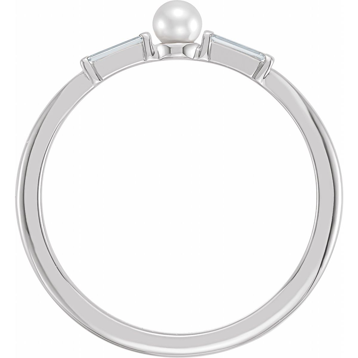 Cultured White Seed Pearl & 1/8 CTW Natural Diamond Ring in 14k white gold