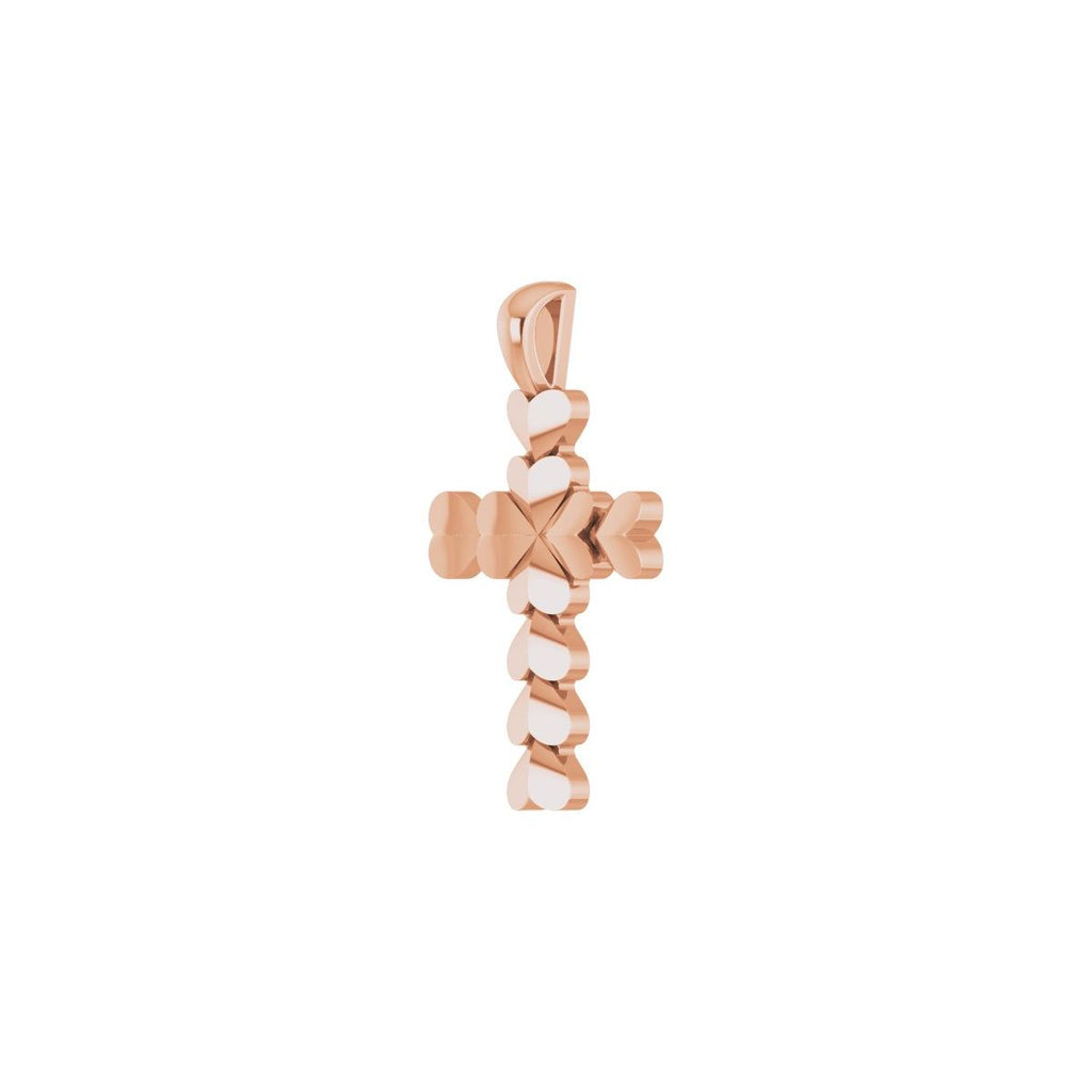 20.76x11.43 mm Heart Cross Pendant in 14k rose gold