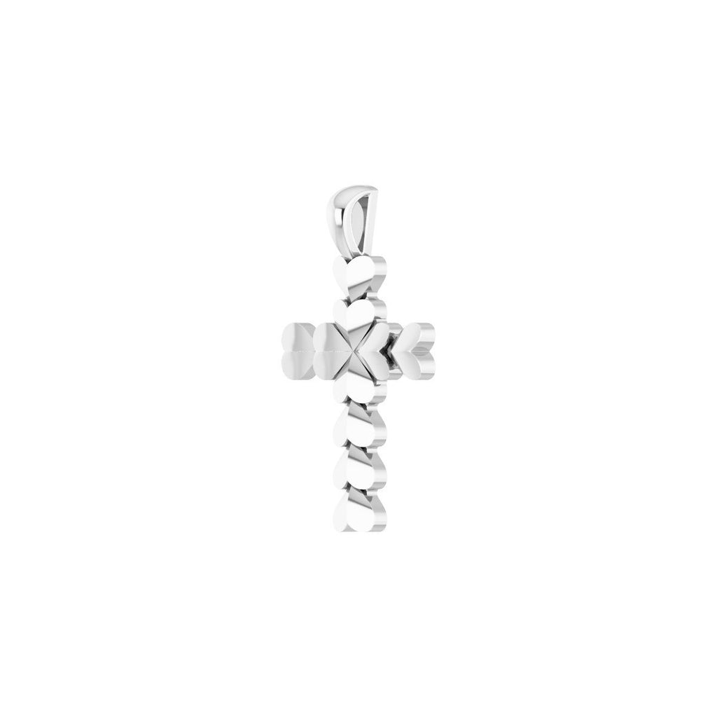 20.76x11.43 mm Heart Cross Pendant in 14k white gold