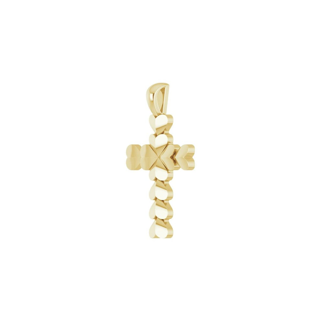 20.76x11.43 mm Heart Cross Pendant in 14k yellow gold