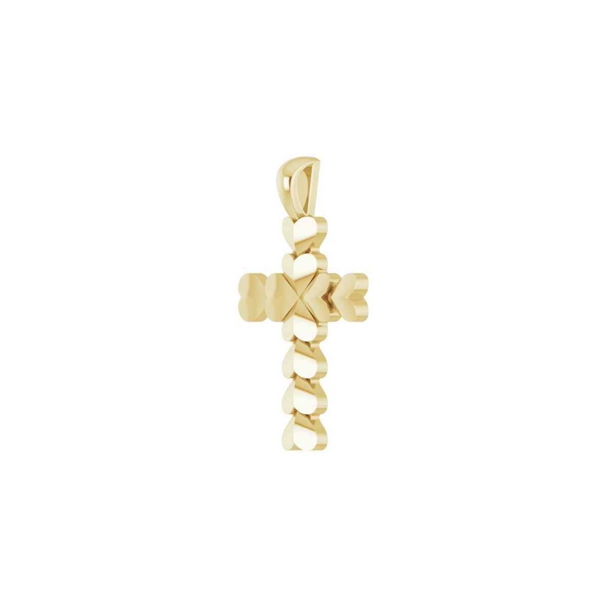 20.76x11.43 mm Heart Cross Pendant in 14k yellow gold