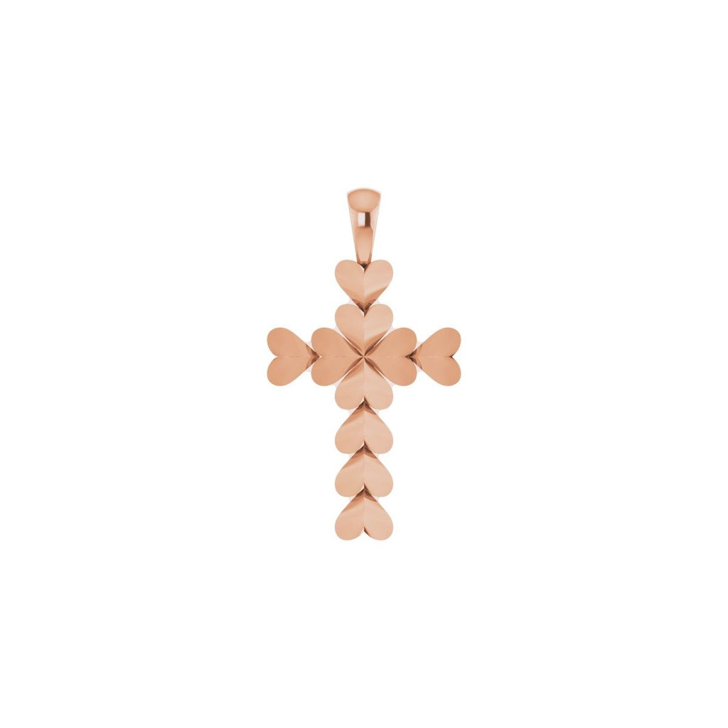 20.76x11.43 mm Heart Cross Pendant in 14k rose gold