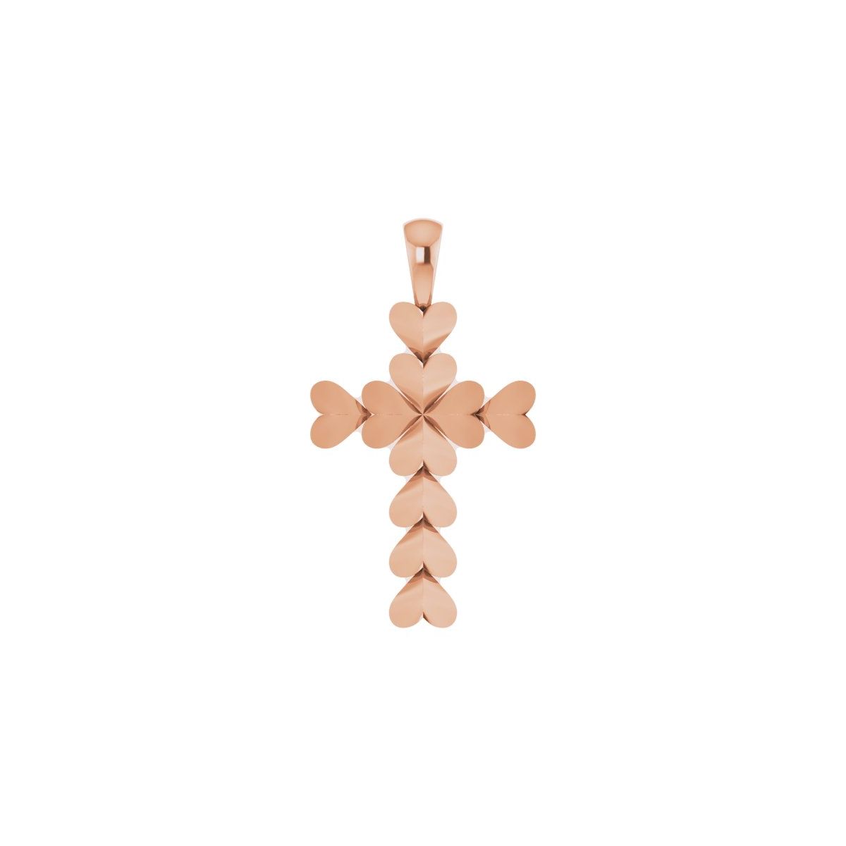20.76x11.43 mm Heart Cross Pendant in 14k rose gold