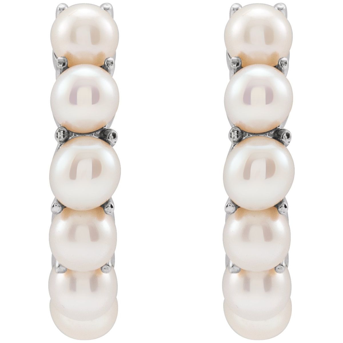 Cultured White Freshwater Pearl 15.5 mm Huggie Hoop Earrings in 14k white gold