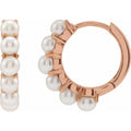 Cultured White Freshwater Pearl 15.5 mm Huggie Hoop Earrings in 14k rose gold
