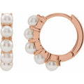 Cultured White Freshwater Pearl 14 mm Huggie Hoop Earrings in 14k rose gold