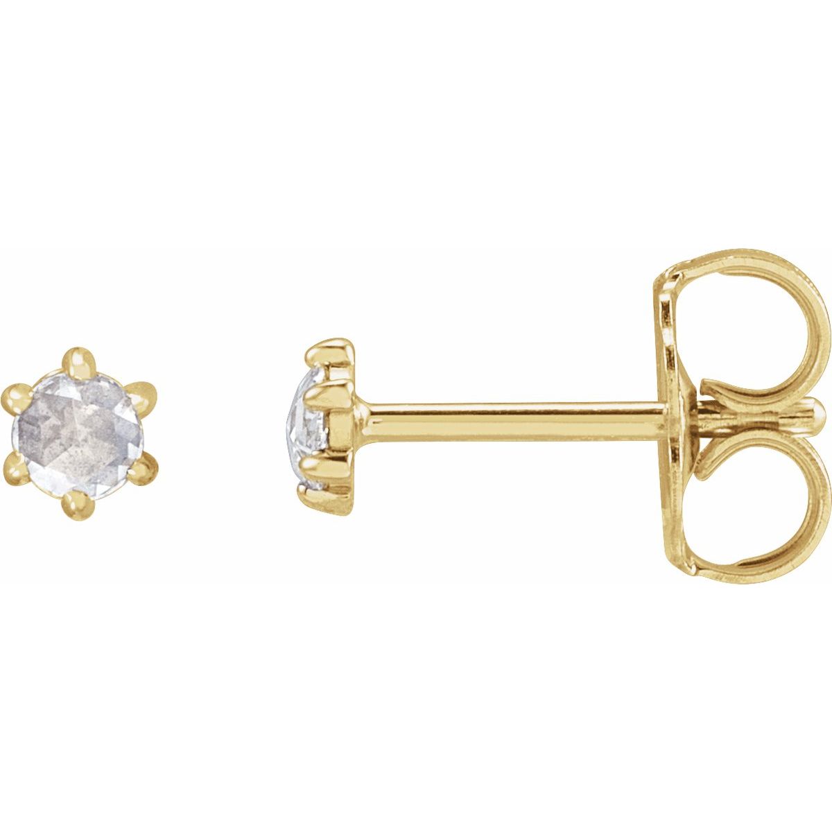 .07 CTW Rose-Cut Natural Diamond Earrings in 14k yellow gold