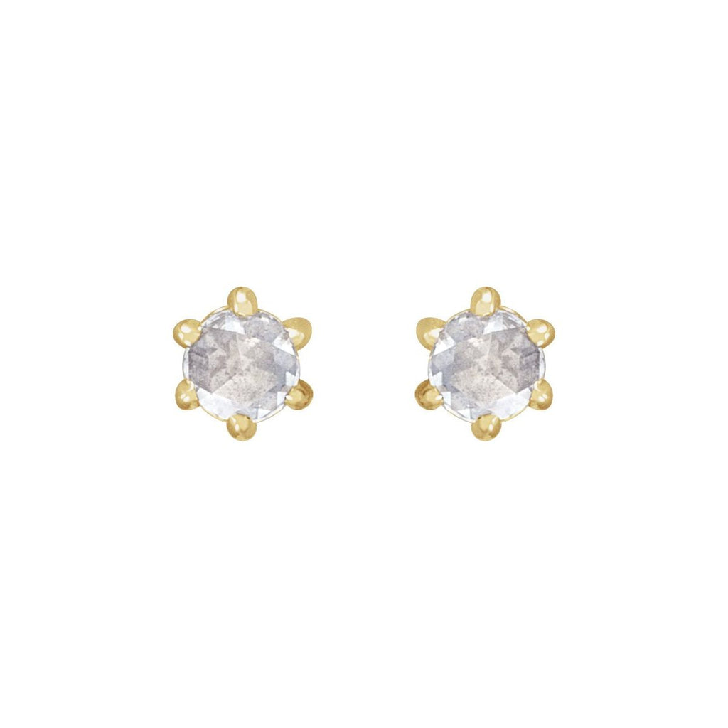 .07 CTW Rose-Cut Natural Diamond Earrings in 14k yellow gold