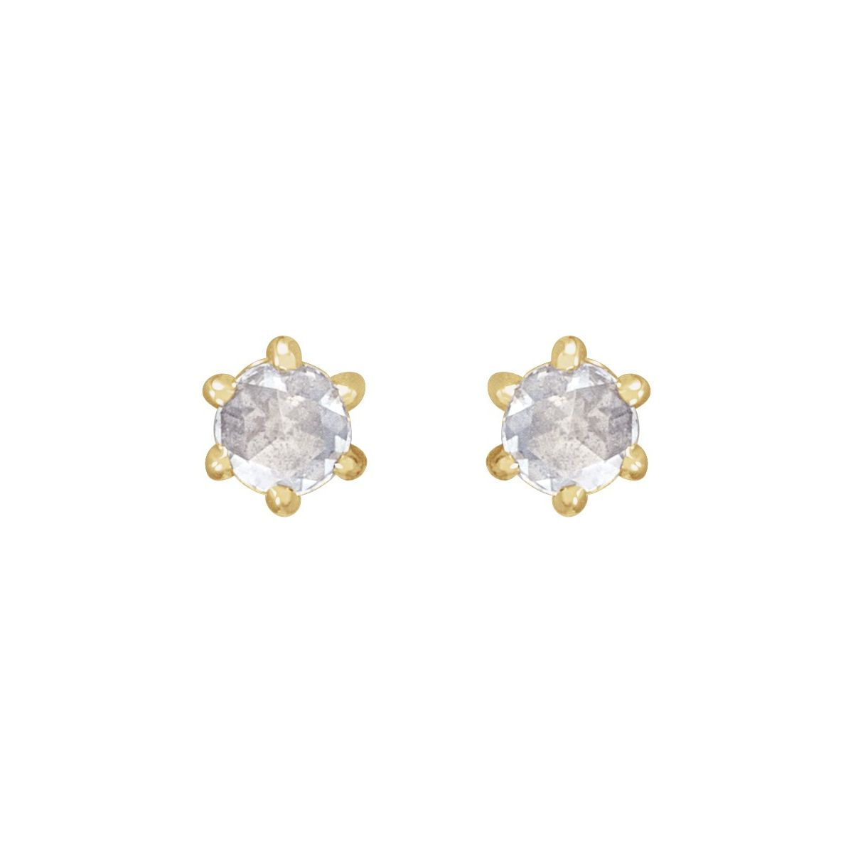 .07 CTW Rose-Cut Natural Diamond Earrings in 14k yellow gold