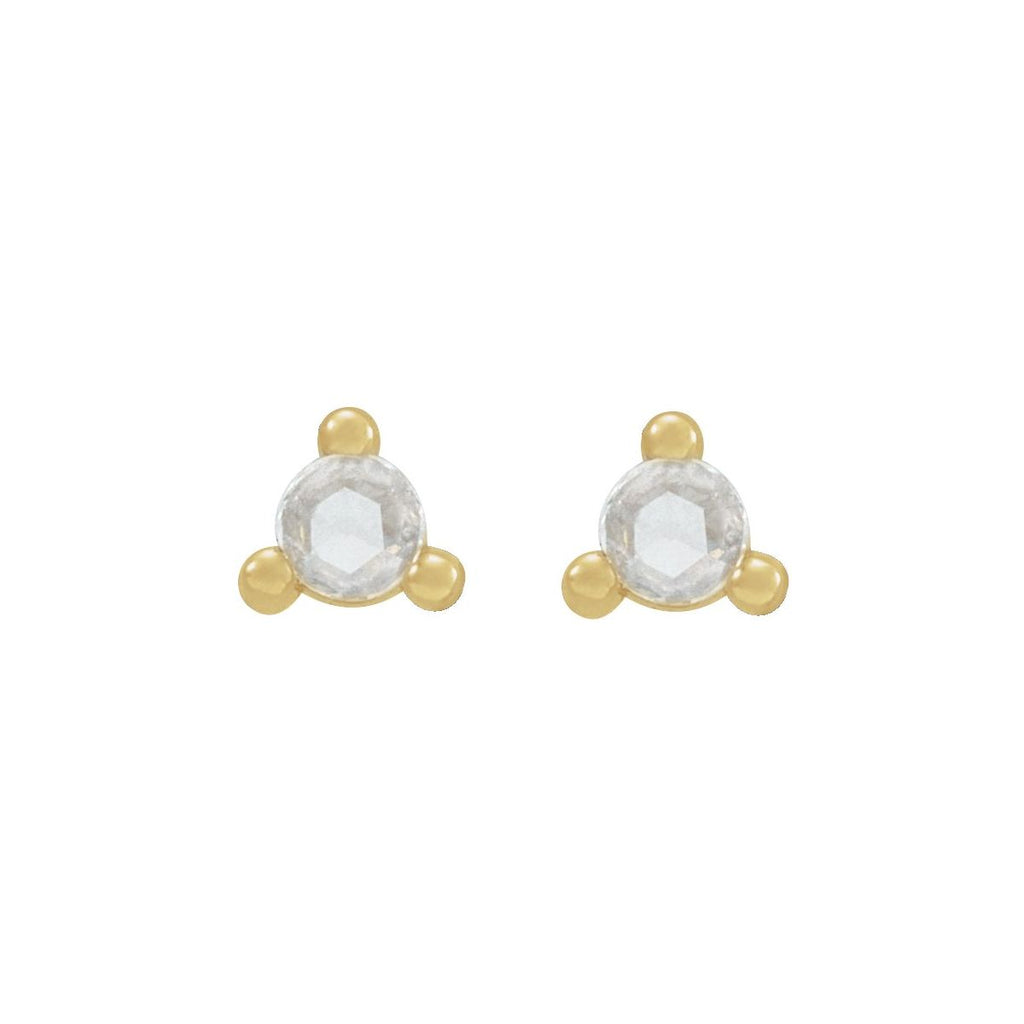 .04 CTW Rose-Cut Natural Diamond Earrings in 14k yellow gold