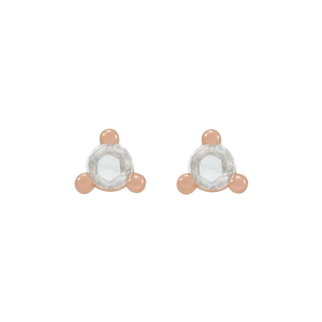 .04 CTW Rose-Cut Natural Diamond Earrings in 14k rose gold