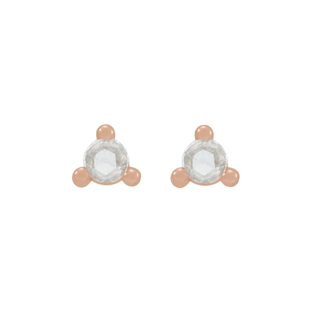 1 1/8 CTW Rose-Cut Natural Diamond Earrings in 14k rose gold