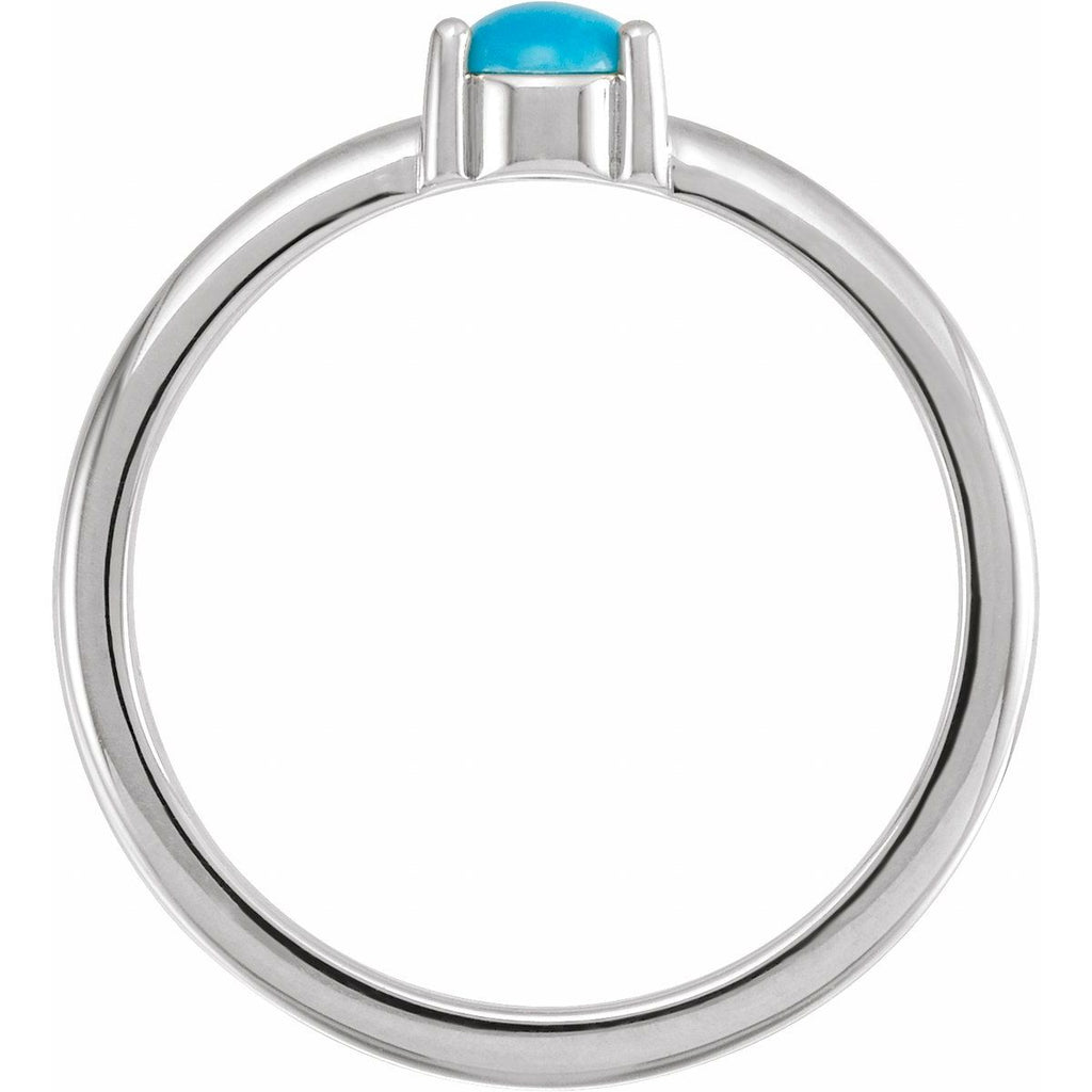 Natural Turquoise Cabochon Ring in 14k white gold