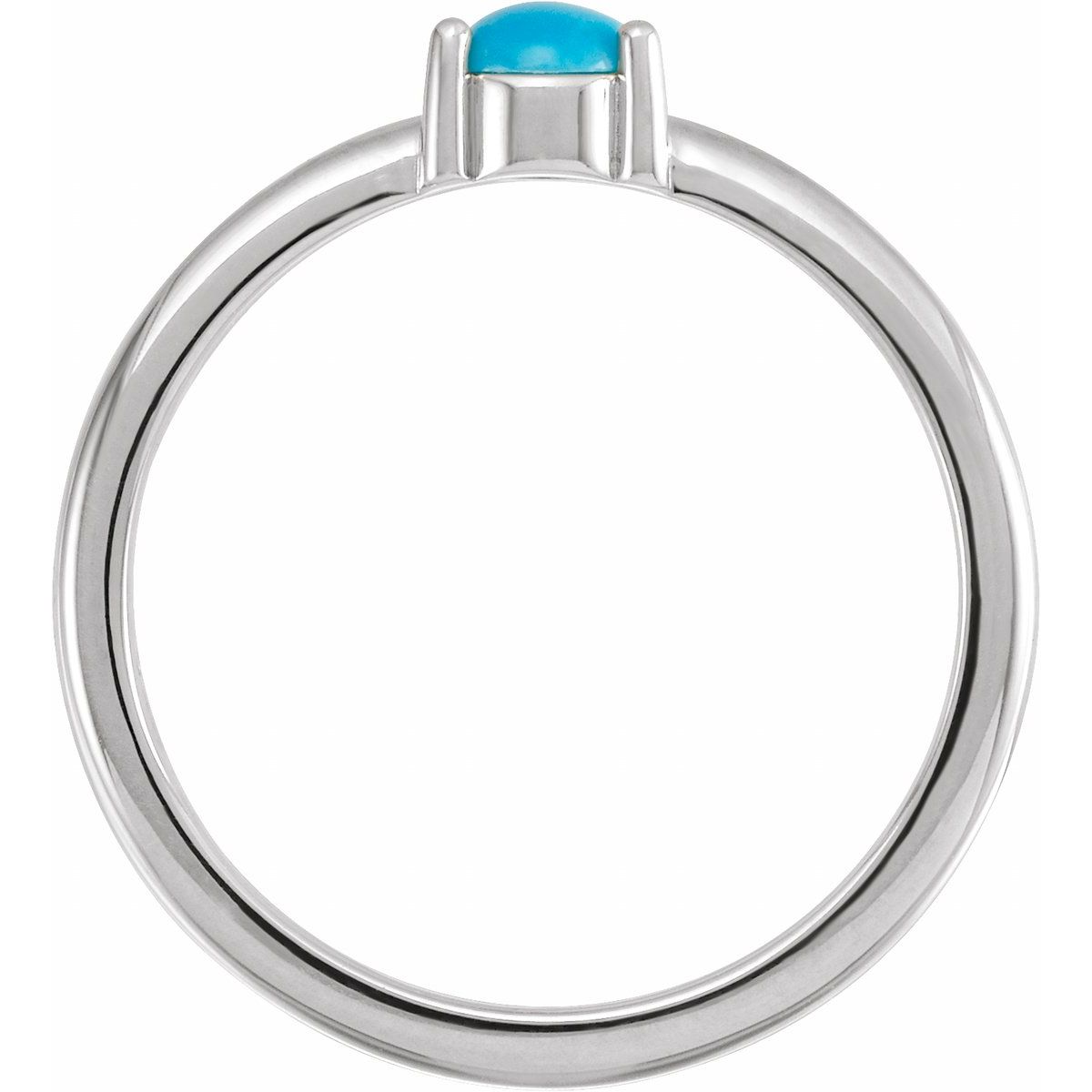 Natural Turquoise Cabochon Ring in 14k white gold