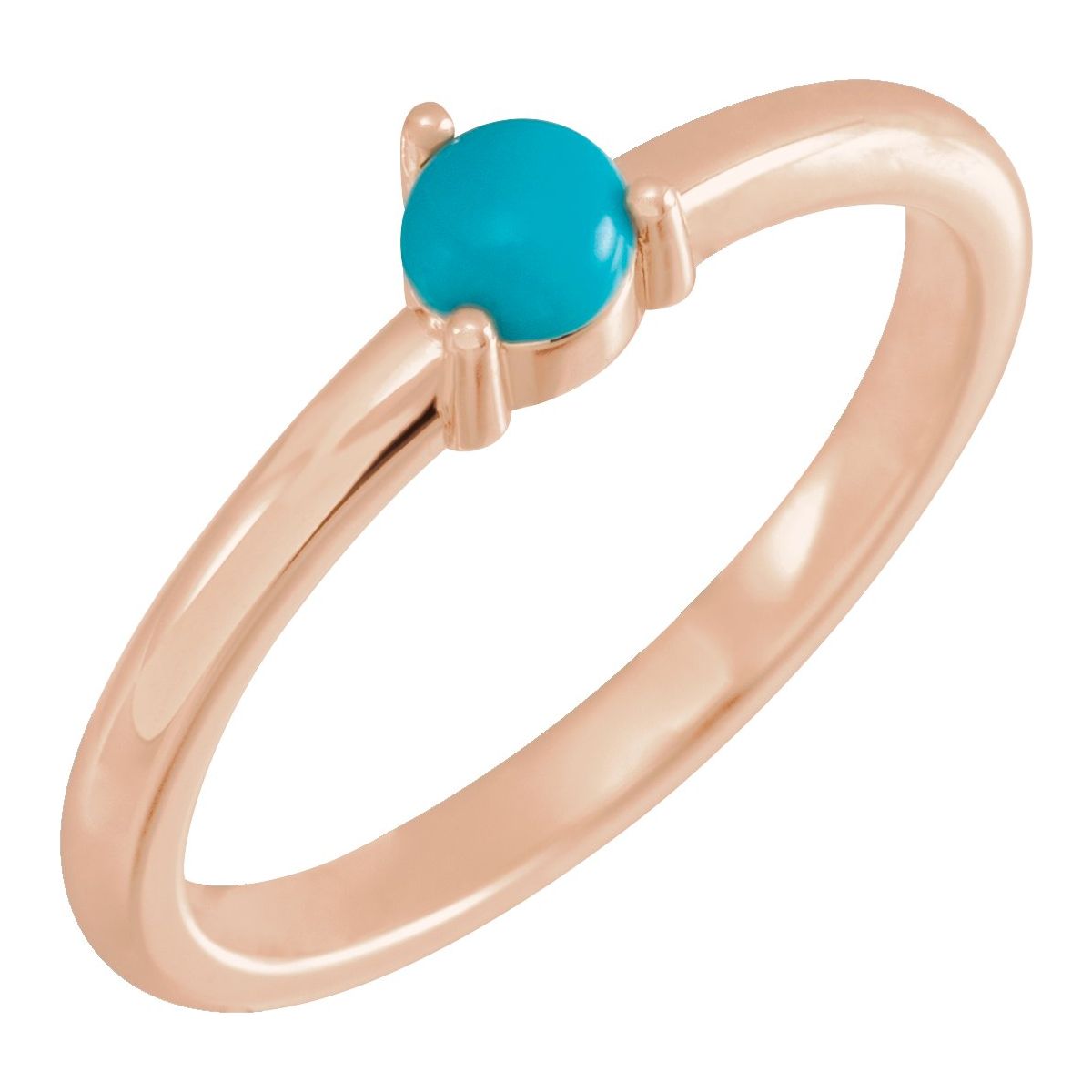 Natural Turquoise Cabochon Ring in 14k rose gold