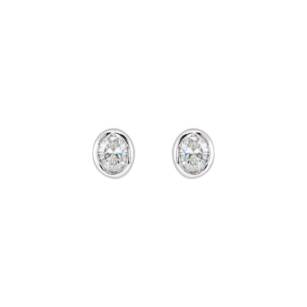 1/10 CTW Natural Diamond Bezel-Set Earrings in 14k white gold