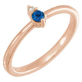 Natural Blue Sapphire & .015 CT Natural Diamond Ring in 14k rose gold