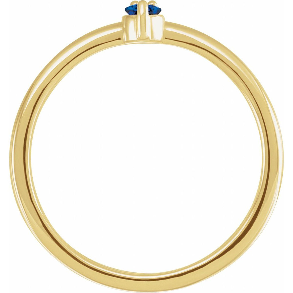 Natural Blue Sapphire & .015 CT Natural Diamond Ring in 14k yellow gold