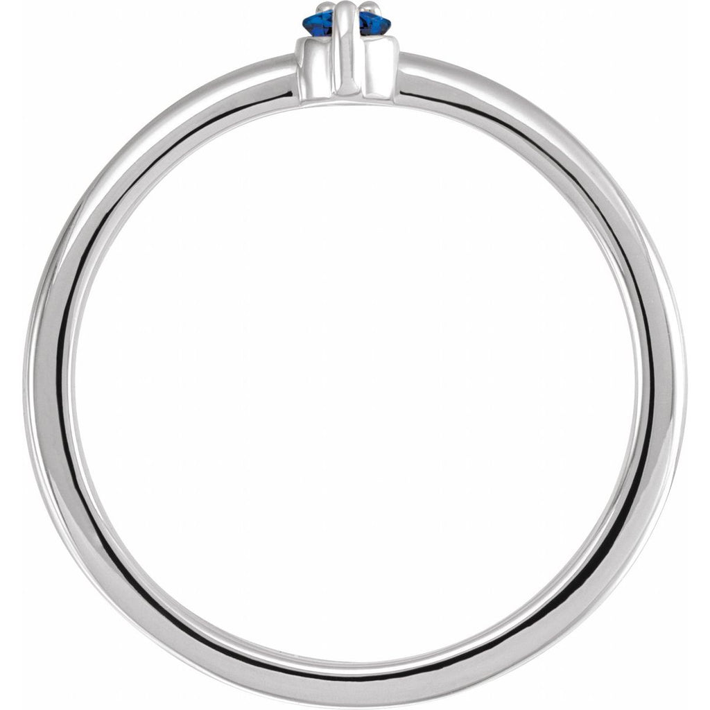 Natural Blue Sapphire & .015 CT Natural Diamond Ring in 14k white gold